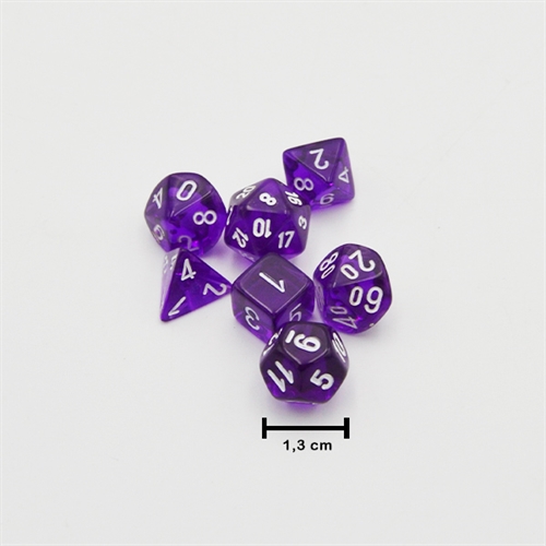 Mini Translucent Purple and White Dice Set - Rollespilsterninger - Chessex